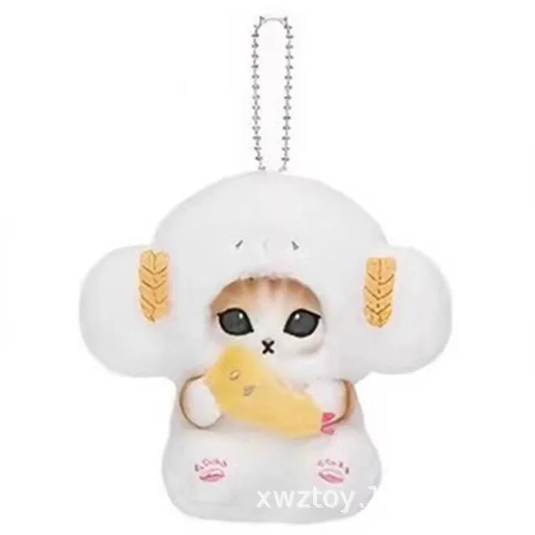 Kawaii Mofusand Shark Cat Keychain – Cute Cartoon Pendant Doll for Backpack & Decor