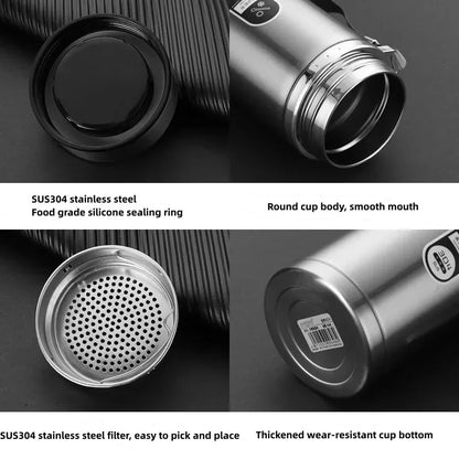 304 Stainless Steel Vacuum Thermos Bottle 800ml–1L with LED Temperature Display – Portable Travel Tea & Coffee Insulated Drinking Cup