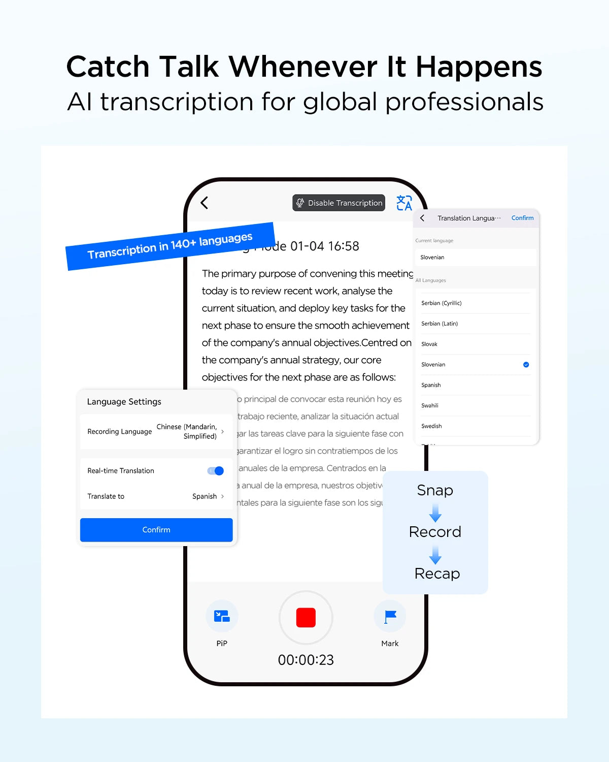 BOYA Notra AI Voice Recorder – Smart Portable Dictaphone with AI Noise Reduction, Voice Activated Recording for Meetings, Lectures & Business Use