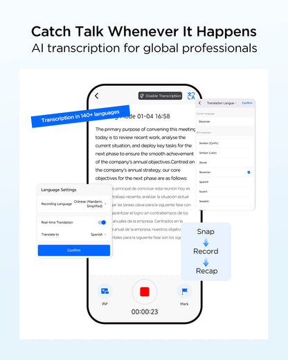 BOYA Notra AI Voice Recorder – Smart Portable Dictaphone with AI Noise Reduction, Voice Activated Recording for Meetings, Lectures & Business Use