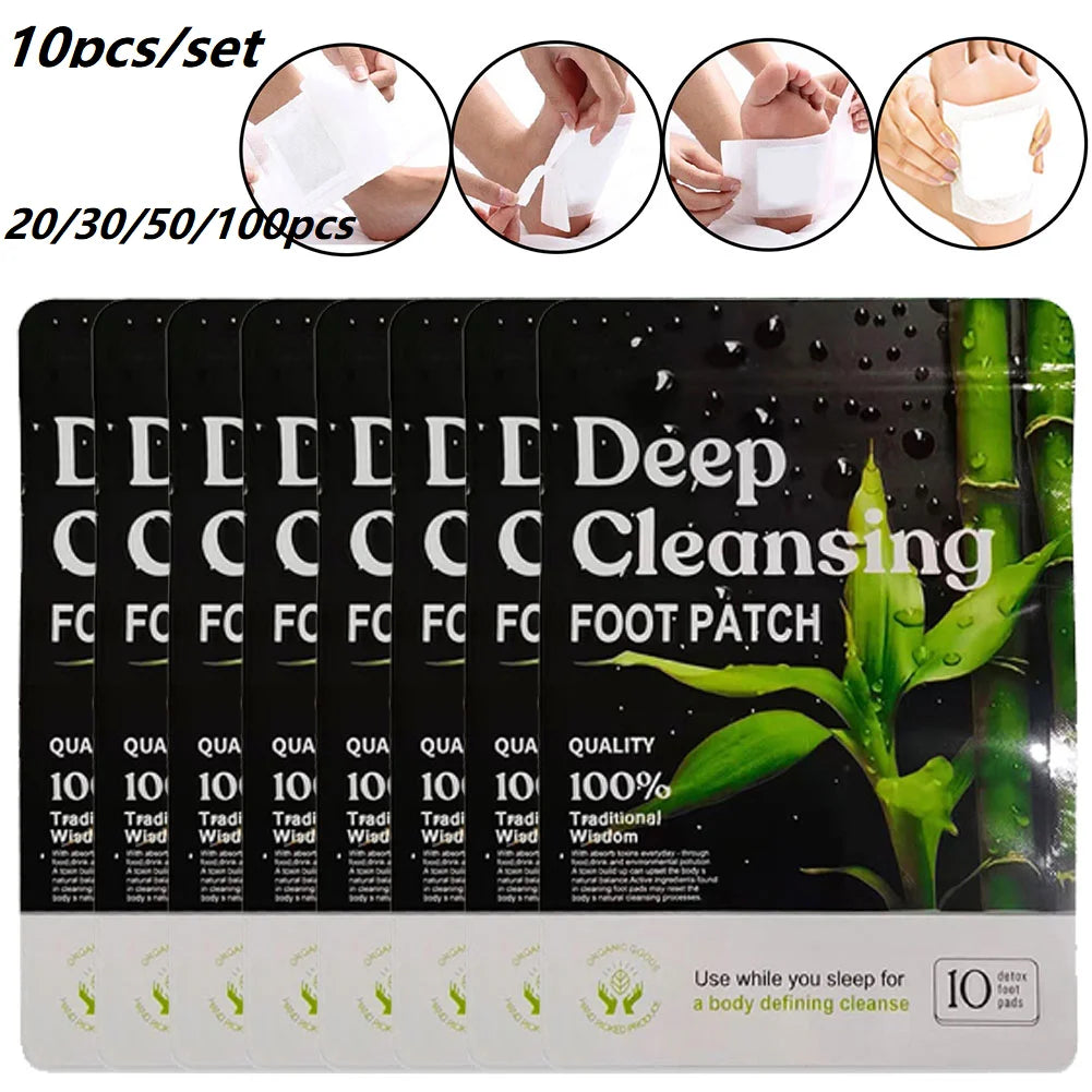 10PCS Herbal Detox Foot Patches – Deep Sleep & Stress Relief | Natural Foot Care Stickers for Body Detox & Relaxation