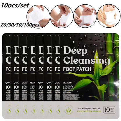 10PCS Herbal Detox Foot Patches – Deep Sleep & Stress Relief | Natural Foot Care Stickers for Body Detox & Relaxation