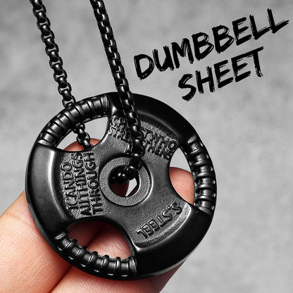 Messi, Ronaldo, Mbappé Football Jersey Necklace – Stainless Steel Dumbbell Pendant Chain for Men, Punk Gym Style