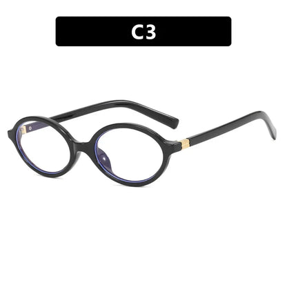 Oval Small Frame Retro Glasses for Women - Korean Plain Style Anti-Blue Light Eyewear, Ladies Optical Spectacles