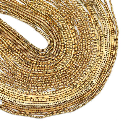3A+ Retention Color Hematite Beads – Star & Heart Shapes, Gold-Plated Natural Stones for DIY Jewelry & Bracelets