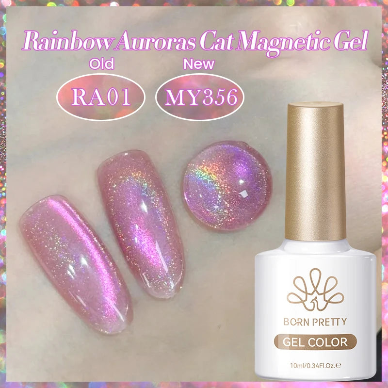 BORN PRETTY Cat Magnetic Gel Nail Polish 117 Colors 10ml Full Coverage Semi-Permanent Soak-Off Nail Varnish for Salon Manicure Glitter Cat Eye Nails