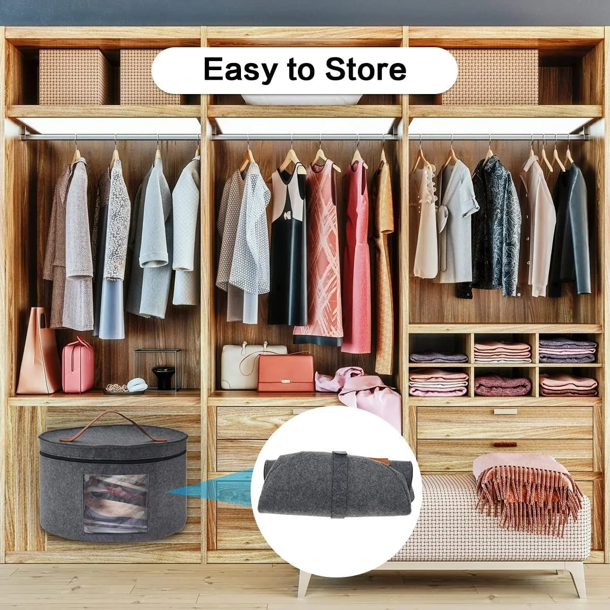 Felt Holder Bag - Large Capacity Storage Box for Household Goods, Sundries, Hats, Clothes, and Travel Essentials
