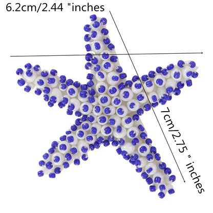 Marine Series Rhinestone Patches - Handmade Shell Starfish Seahorse Leaf Beaded Sewing Appliques for DIY Clothing