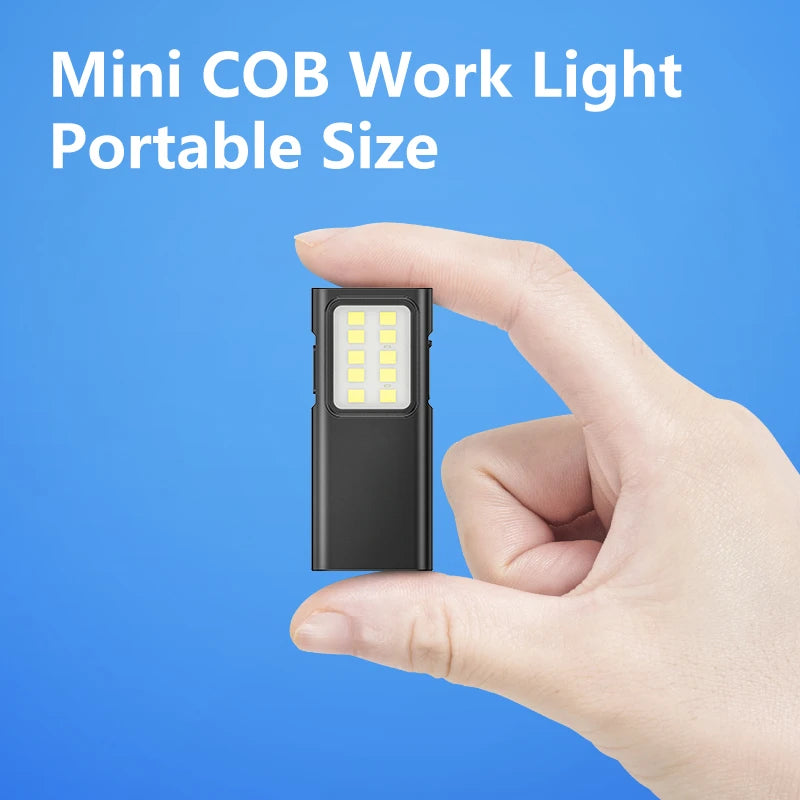 Portable COB LED Flashlight – USB Rechargeable Work Light with Pen Clip, Super Bright for Camping & Car Repair