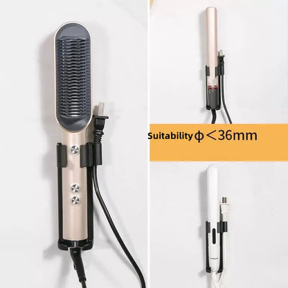 Space Aluminum Bathroom Hair Tool Holder : Straightener & Curler Rack with Built-In Cable Management Slot - No Punching Needed