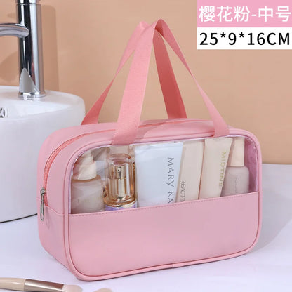 Portable Transparent Travel Cosmetic Bag for Women — Large-Capacity Waterproof Makeup & Toiletry Storage Case