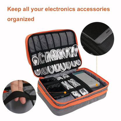 Multi-Layer Cable Storage Bag - Portable Travel Organizer Case for Chargers & Electronic Accessories