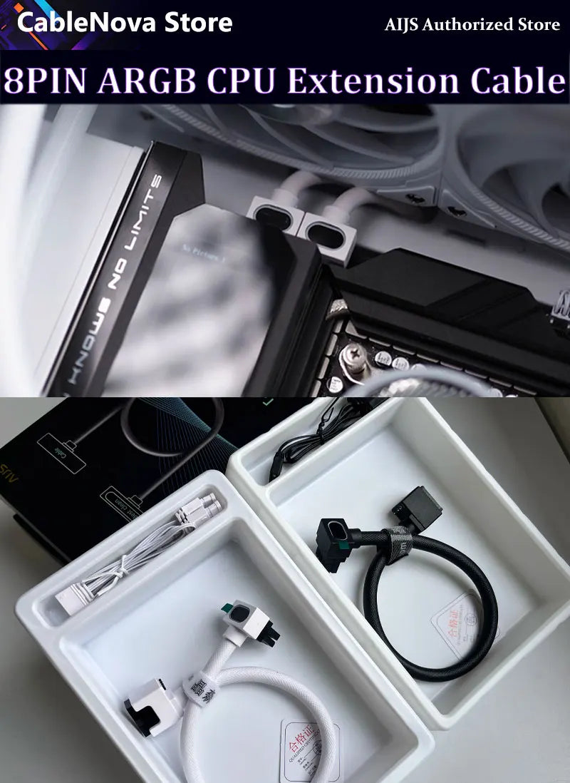 AIJS 8-Pin ARGB CPU Power Extension Cable – One-Line Computer Connection Extension Cord