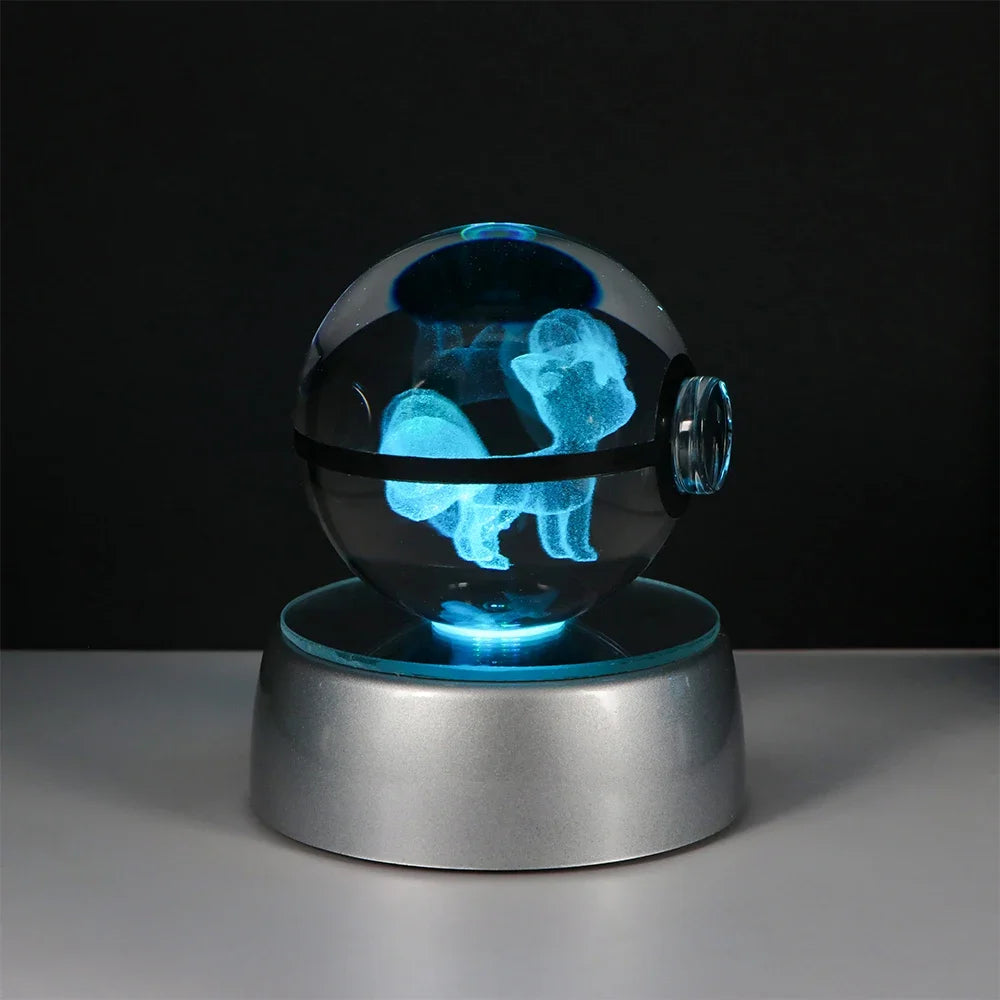 Pokemon Crystal Ball Night Light – Pikachu, Gengar, Eevee, Mewtwo & Lucario LED Pokeball, Kids Birthday Gift & Home Decor
