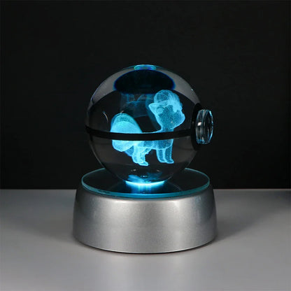 Pokemon Crystal Ball Night Light – Pikachu, Gengar, Eevee, Mewtwo & Lucario LED Pokeball, Kids Birthday Gift & Home Decor