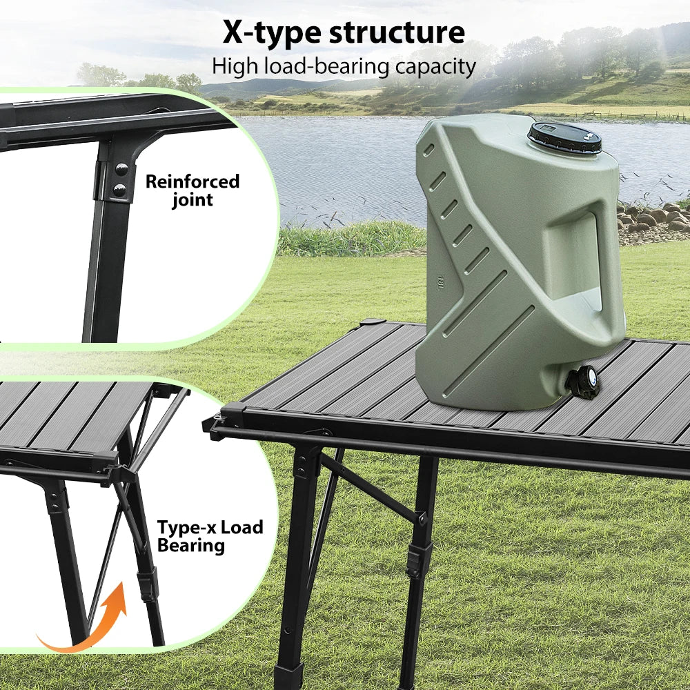 KRC CAMP Folding IGT Table – Lightweight Camping Table for BBQ, Grill, Picnic & Fishing, Outdoor Equipment Set