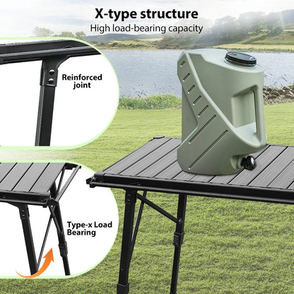 KRC CAMP Folding IGT Table – Lightweight Camping Table for BBQ, Grill, Picnic & Fishing, Outdoor Equipment Set