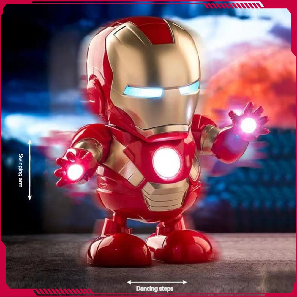 Marvel Iron Man Dance Action Figure – LED Light Singing Robot, Spiderman & Avengers Superhero Toy, Kid’s Christmas Gift