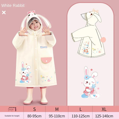 Kids Cartoon Raincoat for Girls & Boys - Satchel Bit Poncho with Storage Bag