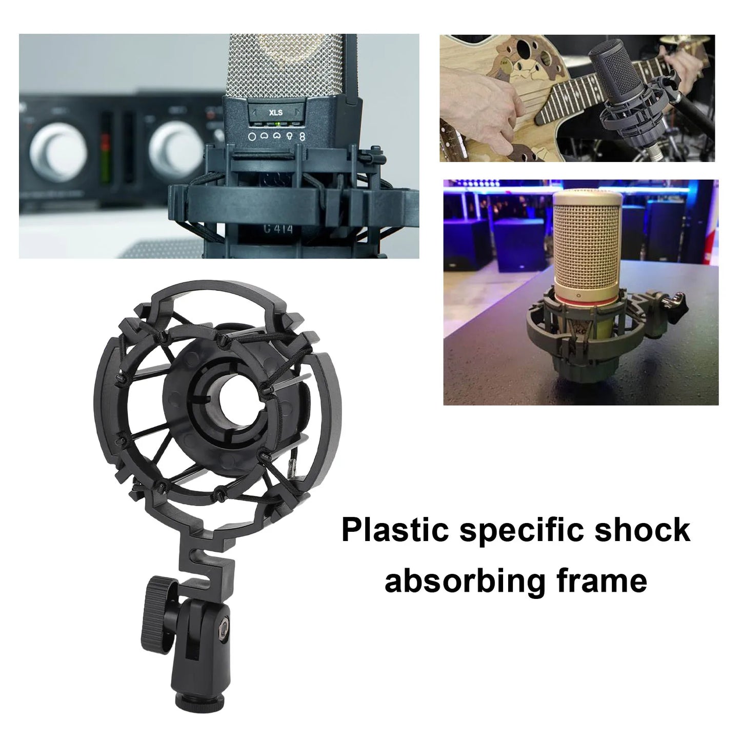 Microphone Shock Mount Holder - Plastic Boom Arm Bracket Stand for AKG C2000, C3000, C4000, C214, C314 & C414 Mics