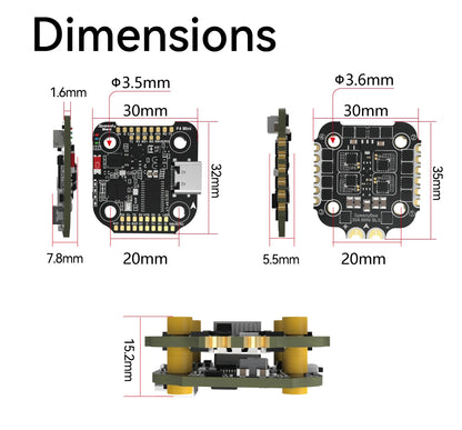SpeedyBee F405 Mini Flight Controller + BLS 35A Mini V2 4-in-1 ESC — 20x20 for FPV Racing Drone