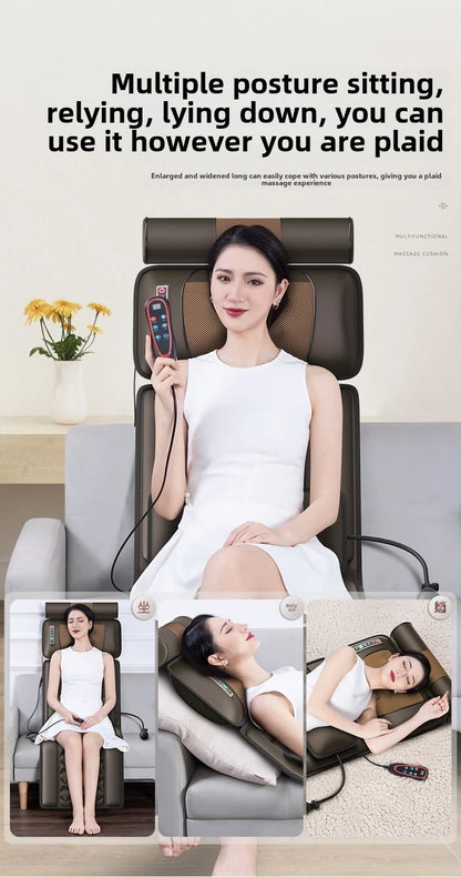 Multifunctional Electric Lumbar Traction Massage Mattress Cushion – Full Body Vibrations for Shoulder, Neck, Waist, and Back with Removable Cover