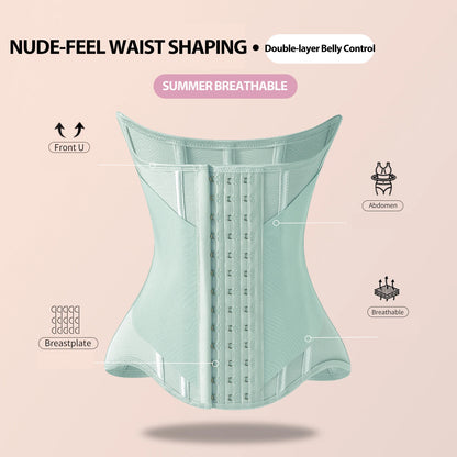 MiiOW U-Shaped Waist Trainer Corset – Women’s Buttoned Shapewear with Steel Bones for Breast Lift, Slimming & Breathable Comfort