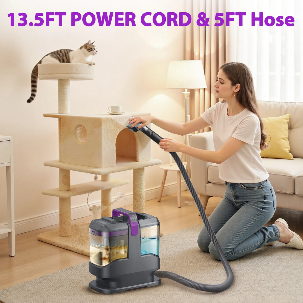 Portable Carpet & Upholstery Cleaner - 15KPa Spot Cleaning Machine for Carpets, Sofas & Car Seats