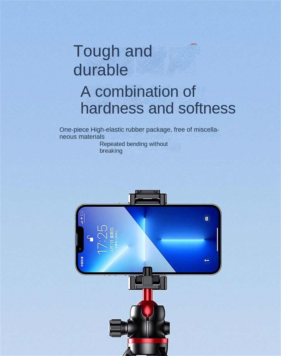 BSLIUFANG 2025 Flexible Octopus Tripod – 2-in-1 Phone & Camera Tripod with Side Cold Shoe & 1/4'' Screw for DSLR, Smartphone
