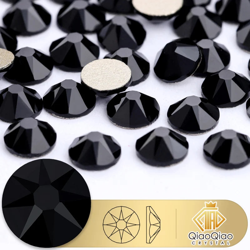 QIAO 2088 Crystal Nail Art Rhinestones — Flat Back Non-Hotfix Strass for DIY Nail Decorations (8 Big + 8 Small)