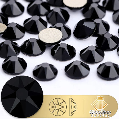 QIAO 2088 Crystal Nail Art Rhinestones — Flat Back Non-Hotfix Strass for DIY Nail Decorations (8 Big + 8 Small)