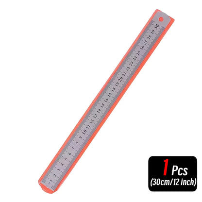 Stainless Steel Precision Ruler - 10-Piece 15-30cm Double-Sided Metric Measuring Scale for Accurate Measurement