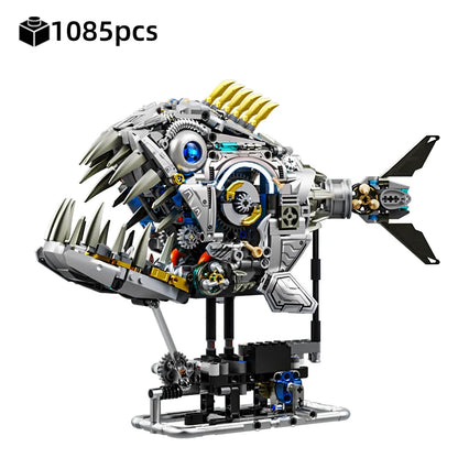 Mechanical Sea Animal Building Blocks Toy – Whale Shark, Octopus, Piranha & Manta Ray with Motor and Lights for Kids