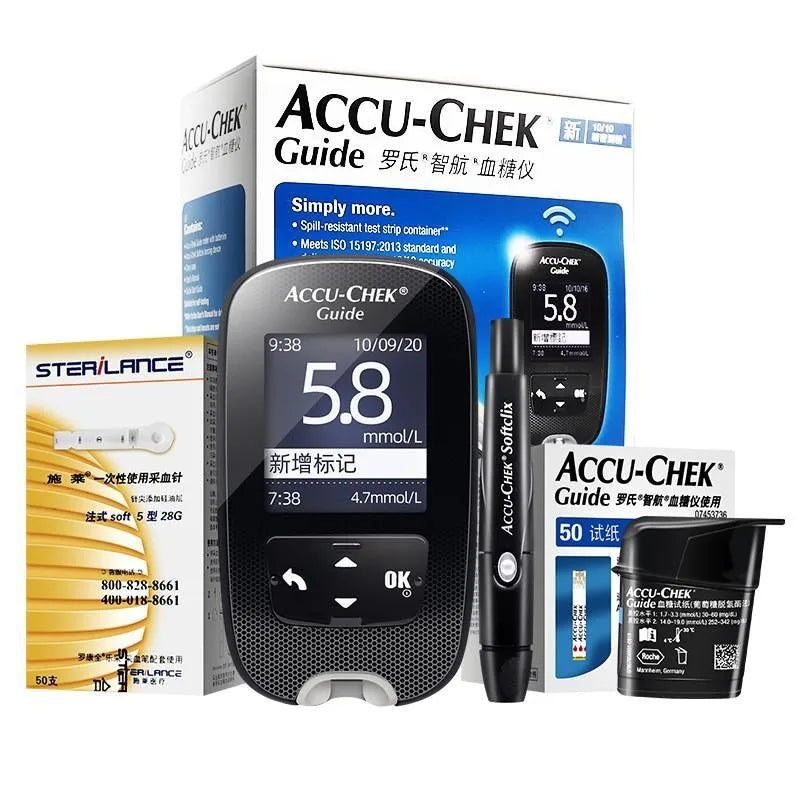 Accu-Chek Guide Blood Glucose Test Kit - Glucose Test Strips, Lancets and Blood Sampling Needles for Blood Sugar Monitoring