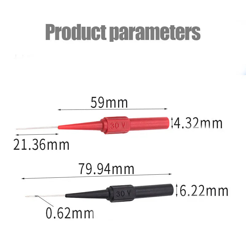 30V Car Diagnostic Tip Probes – Auto Multimeter Test Leads, Extension Back Piercing Needle Tips for Mechanical Tools
