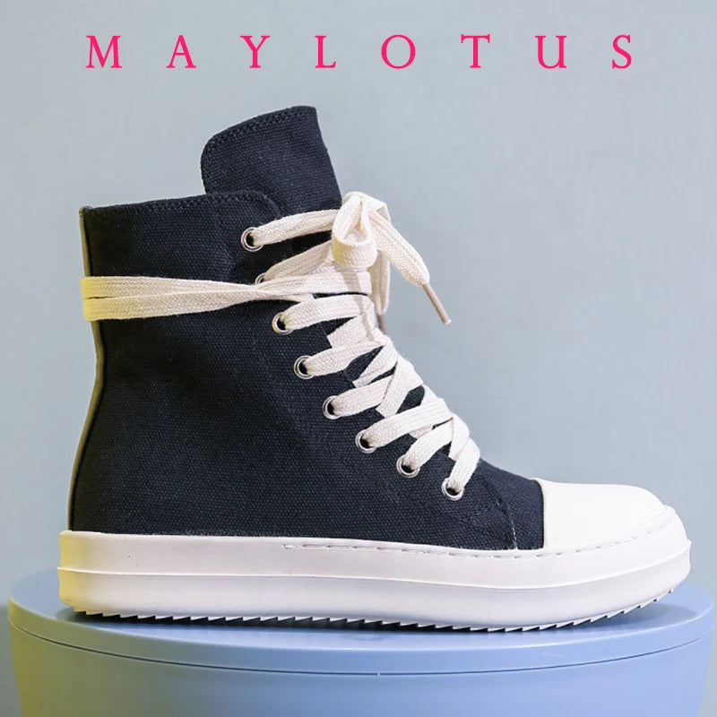 Platform Cross-Tied Sneakers - Unisex Casual Ankle Boots & Flat Shoes Sizes 35-46