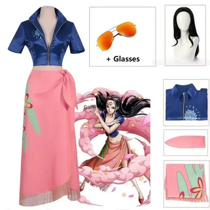 Nico Robin Cosplay Costume — Anime Dress Outfit with Glasses & Wig for Girls, Halloween & Carnival Party Suit