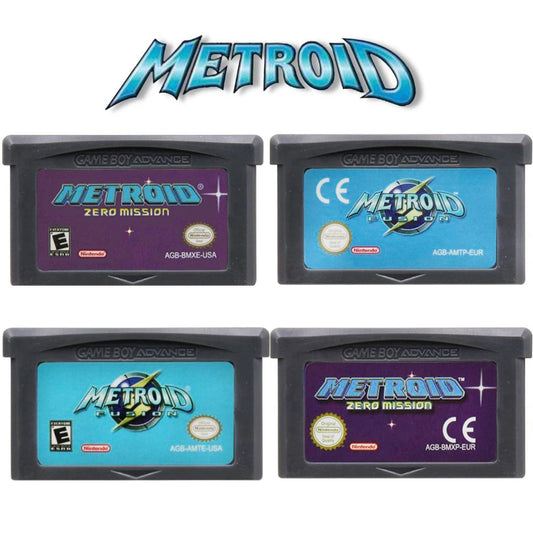 Metroid Series 32-bit GBA Game Cartridge – Fusion & Zero Mission Console Card for GBA & NDS, USA & EUR Version