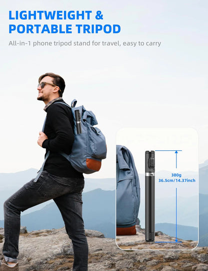 Selfieshow Wireless Selfie Stick – 72 Inch Portable Aluminum Alloy Tripod with Bluetooth Remote for iOS & Android Phones