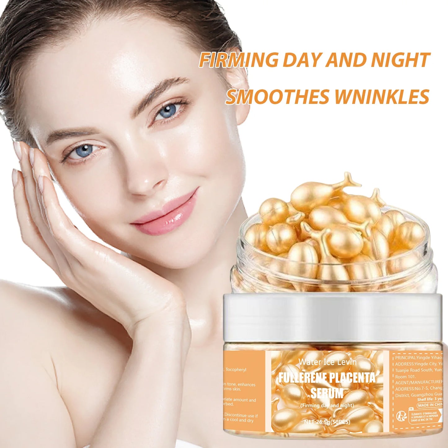 50pcs Collagen Face Care Capsules — Hyaluronic Acid Serum for Acne, Wrinkle Removal, Firming & Whitening Skin Care