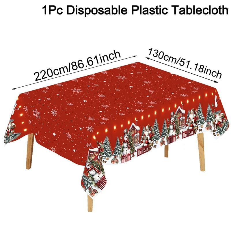 Christmas Santa Claus Tablecloth - Holiday Dining Table Cover Decor for Home, Navidad Noel & New Year Celebrations 2025