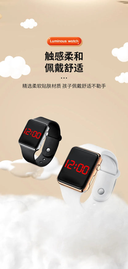 Digital LED Sport Watch – Square Electronic Wristwatch for Men & Women, Casual Silicone Fashion Watch
