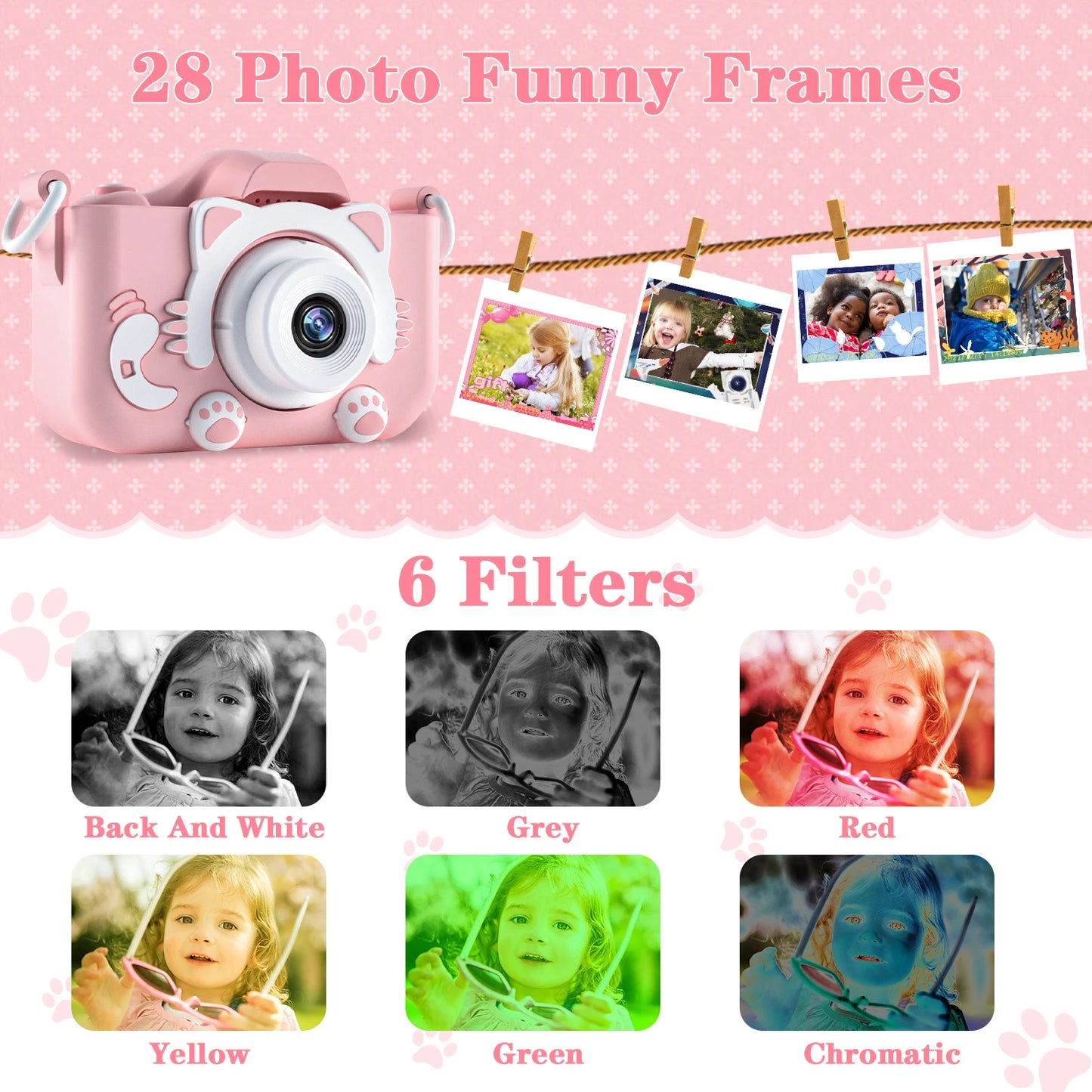 1080P HD Kids Digital Camera — Toddler Video Camera with 2.0-inch Screen & Silicone Case