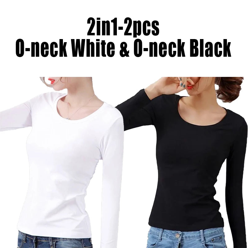 Women’s Thermal Velvet Long Sleeve Shirt - O Neck Slim Fit Cropped Bottoming Top for Winter Warmth