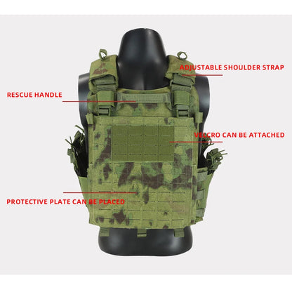 New Combat Vest 6094 – Lightweight Quick Release Laser Cut Tactical Gear for Hunting, Black Tactical Vest