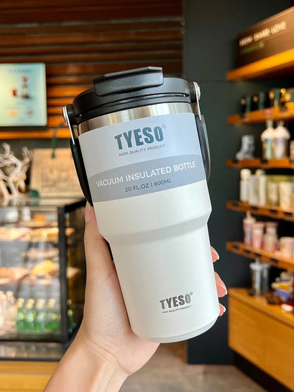 Tyeso Double-Layer Insulated Coffee Cup – Portable Stainless Steel Ice Cream Cup with Cold Insulation & Large Capacity