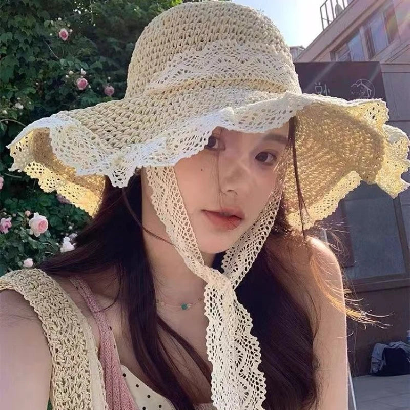 Women’s Wide Brim Sun Hat – Large Foldable Summer Straw Hat with UV Protection for Beach & Outdoor Use