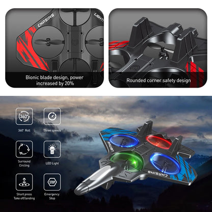 E72 Foam Stunt Aircraft Drone – High-Performance 360° Flip UAV with LED Lights, Fixed Height Hover Remote Control Fighter Toy