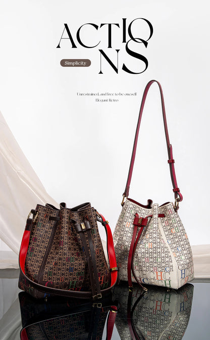 Luxury Women’s Bucket Handbag — Classic Designer Shoulder Bag with Fashion Print, Stylish Wallet for Women
