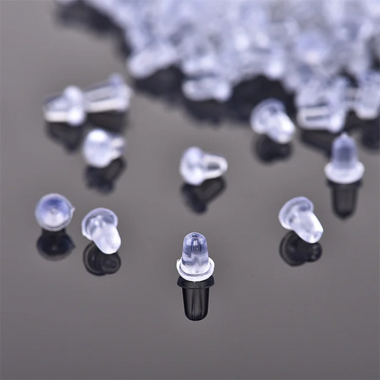 100pcs Clear Silicone Earring Backs – Soft Rubber Safety Bullet Stopper Jewelry DIY Accessories Ear Plugs Replacement